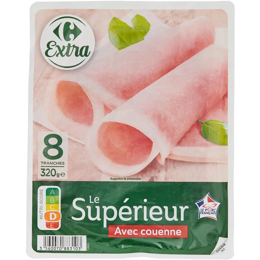 [3560070883103] CARREFOUR Superior Ham With Rind 320 g