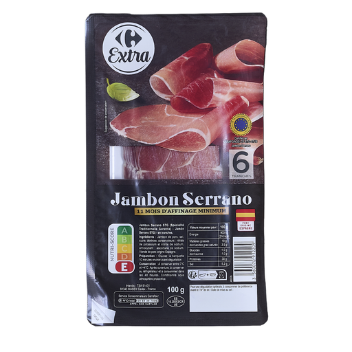 [3560070912209] CARREFOUR Serrano ham slices 100 g