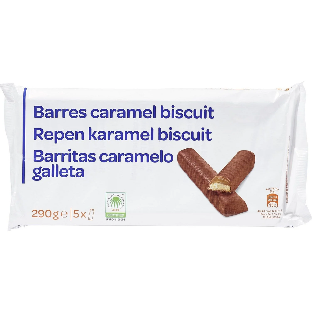 SIMPL Barras de chocolate Caramelo e Bolacha 5x58g