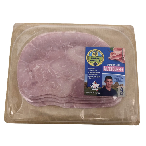 [3560070949229] FILIERE QUALITE CARREFOUR Cooked Ham Steamed Rindless 240 g