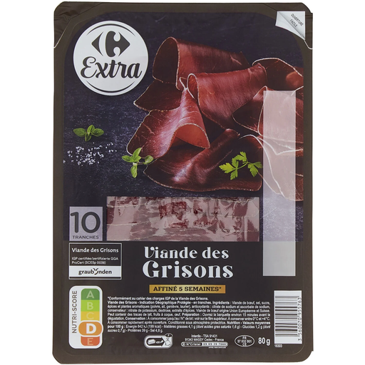 [3560070955763] CARREFOUR Bündnerfleisch air-dried in the Swiss Alps 80 g