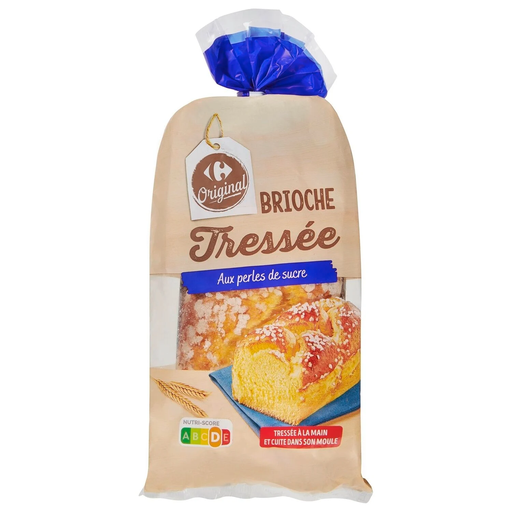 [3560070962037] CARREFOUR Brioche trançado com pérolas de açúcar 450 g