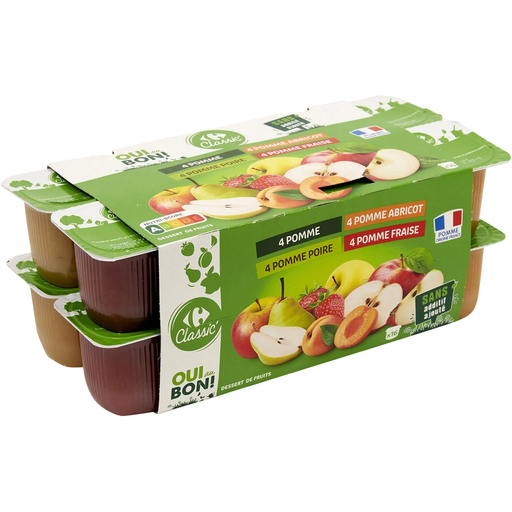 [3560070966004] CARREFOUR CLASSIC Fruit Compote Assortment 16 pots of 100 g