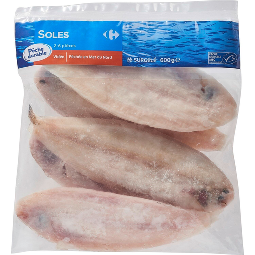 [3560071003326] CARREFOUR Linguados inteiros MSC 600 g