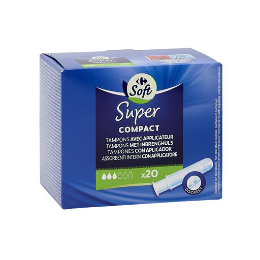 [3560071005177] CARREFOUR Tampons with applicator super compact SOFT, box of 20