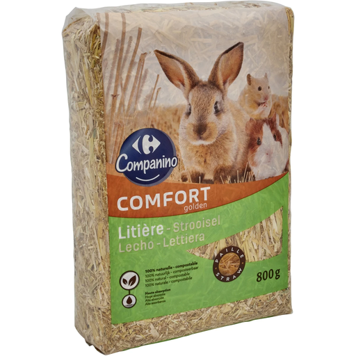 [3560071010478] CARREFOUR Lecho de Paja Para Roedores 100% Compostable Alta Absorción Compfort COMPANINO 800 g