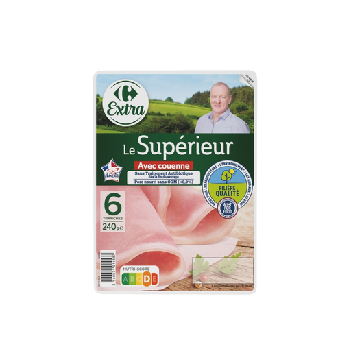 [3560071014537] CARREFOUR Le Supérieur Ham with Rind 240 g