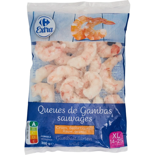 [3560071015404] CARREFOUR Wild Peeled Raw Prawn Tails EXTRA 300 g