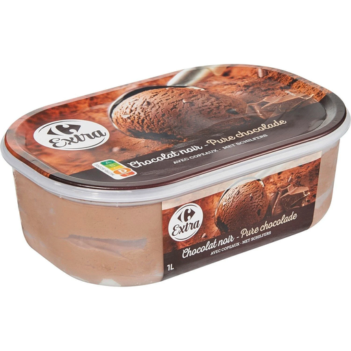 [3560071016685] CARREFOUR Glace en Bac Chocolat Noir EXTRA 500 g
