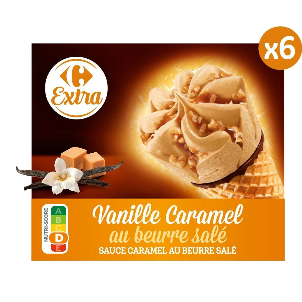 CARREFOUR Vanilla Salted Caramel Ice Cream Cones 426 g