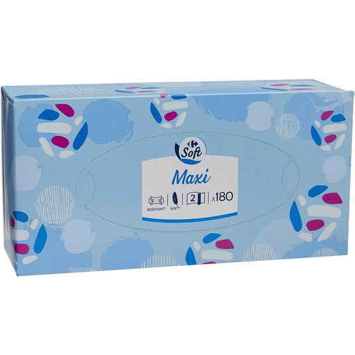 [3560071080990] CARREFOUR Mouchoirs Doux 2 Epaisseurs FSC SOFT la boite de 180