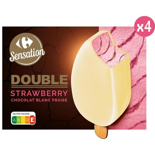 [3560071082581] CARREFOUR Strawberry White Chocolate SENSATION Ice Cream Bars 328 g