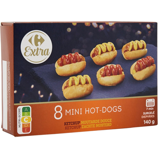 [3560071151072] CARREFOUR Mini Hot-Dogs Ketchup y Mostaza 140 g