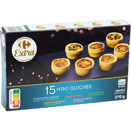[3560071151096] CARREFOUR Assorted Mini Quiches Frozen 270 g