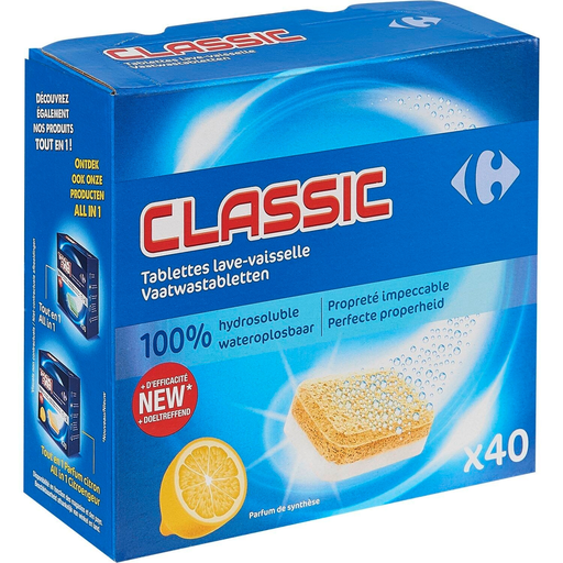 [3560071152673] CARREFOUR Tablette lave-vaisselle classic citron 40 doses