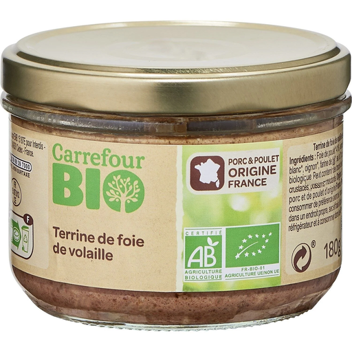 [3560071180669] CARREFOUR Terrina de Hígado de Ave Bio 180 g