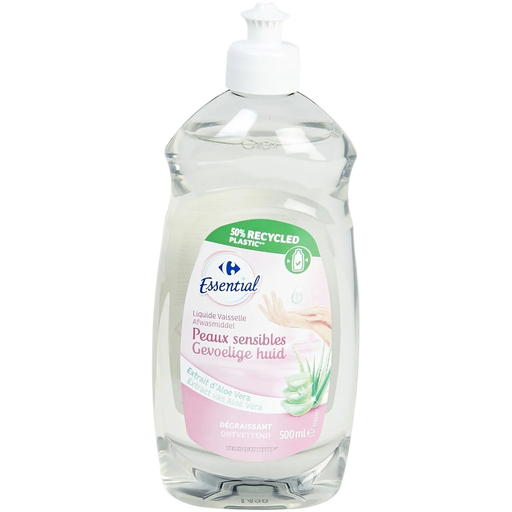 [3560071188931] CARREFOUR Lavavajillas Pieles sensibles Extracto de Aloe Vera Desengrasante ESSENTIAL 500 ml