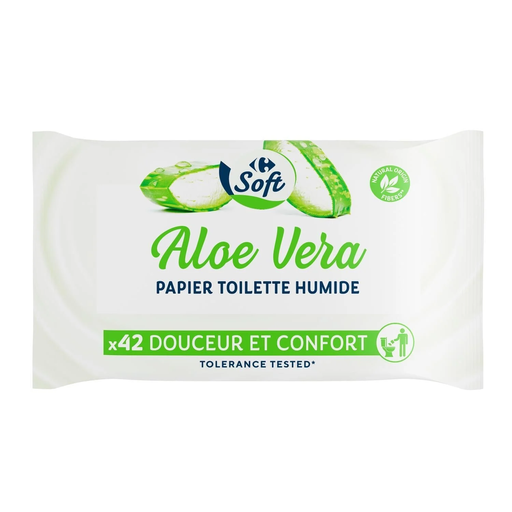 [3560071191535] CARREFOUR Papier Toilette Humide Aloe Vera Fraîcheur SOFT le paquet de 42