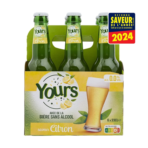 [3560071193034] YOURS Alcohol-Free Lemon Flavored Beer 6 x 33 cl