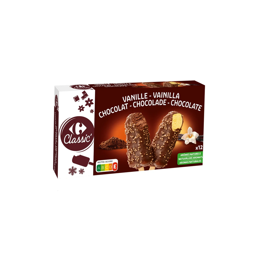CARREFOUR CLASSIC Glaces Bâtonnets Chocolat et Vanille 450 g