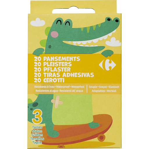 [3560071227142] CARREFOUR Pensos Rápidos Impermeáveis 3 tamanhos pacote de 20
