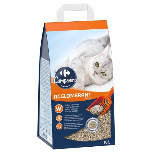 [3560071230951] CARREFOUR Litière Agglomérante Classique COMPANINO 10 L
