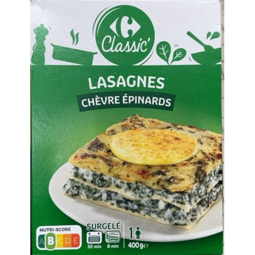 [3560071238766] CARREFOUR CLASSIC Lasagnes chèvre épinards 400 g