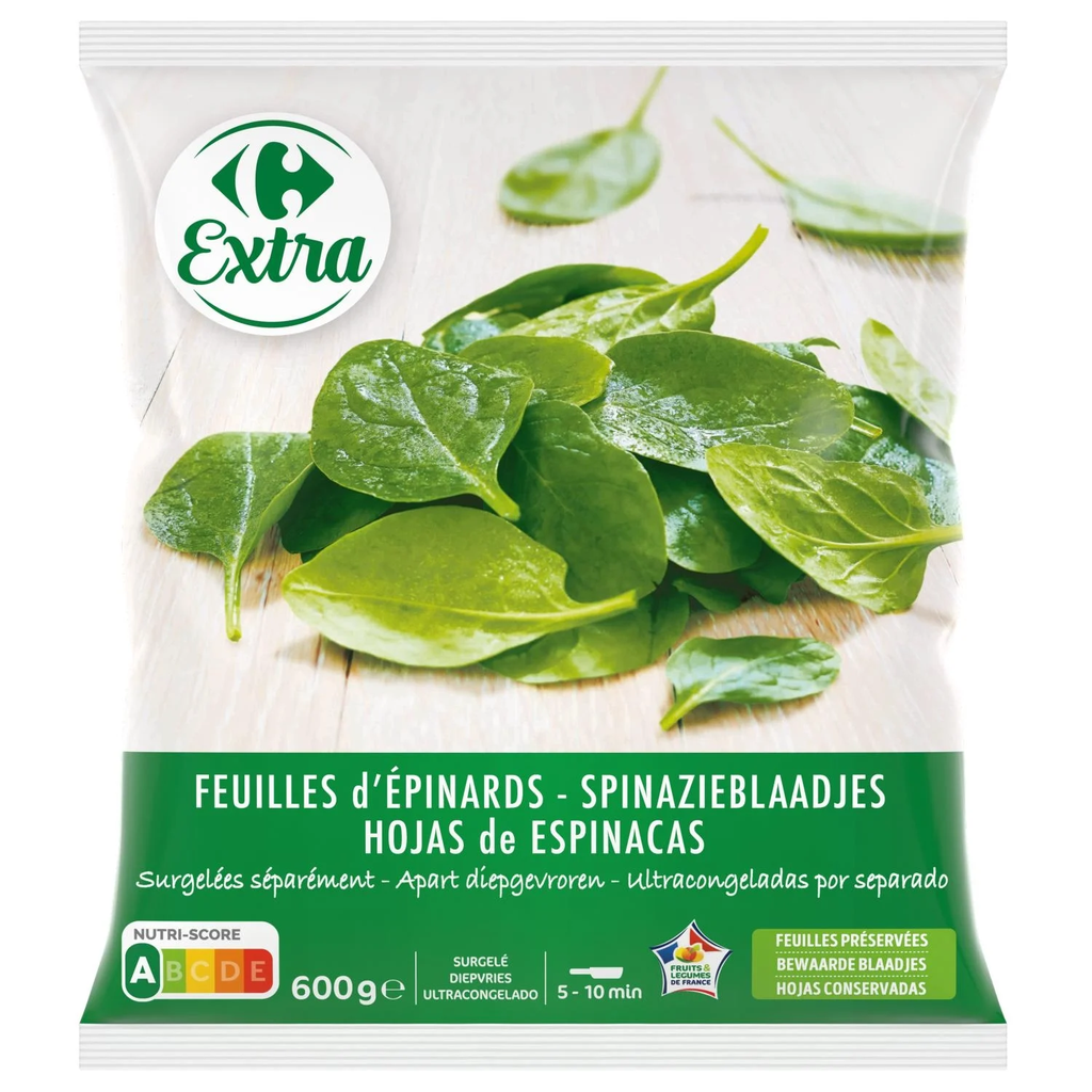 CARREFOUR Feuilles d'épinards EXTRA 600 g