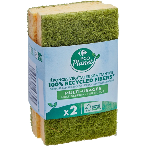 [3560071243395] CARREFOUR ECO PLANET Esponjas Vegetales Abrasivas ECO paquete de 2