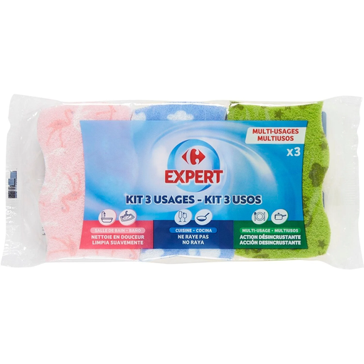 [3560071243425] CARREFOUR Esponjas Multiusos para Fregar EXPERT pack de 3