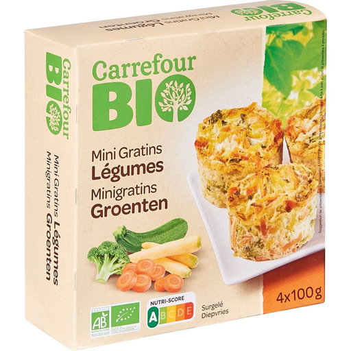 [3560071248215] CARREFOUR Organic vegetable mini gratins 4x100g