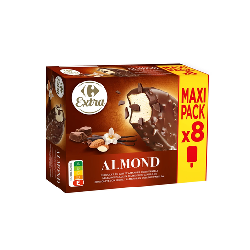 [3560071251499] CARREFOUR Ice Cream Sticks Vanilla Chocolate and Almonds EXTRA 640 g