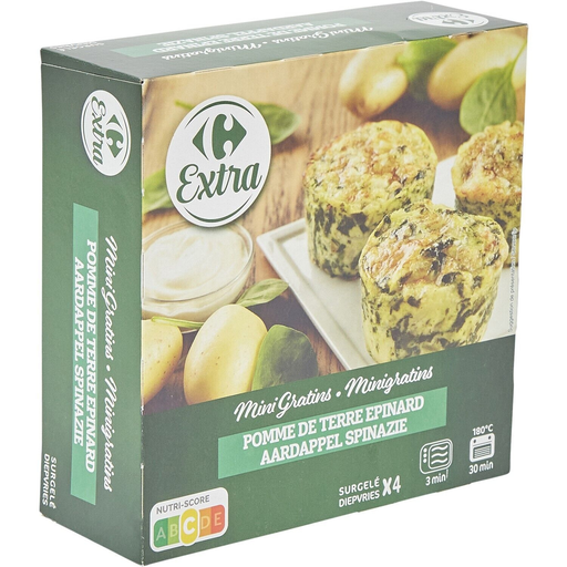 [3560071264437] CARREFOUR Mini gratins de patata y espinacas EXTRA 120 g