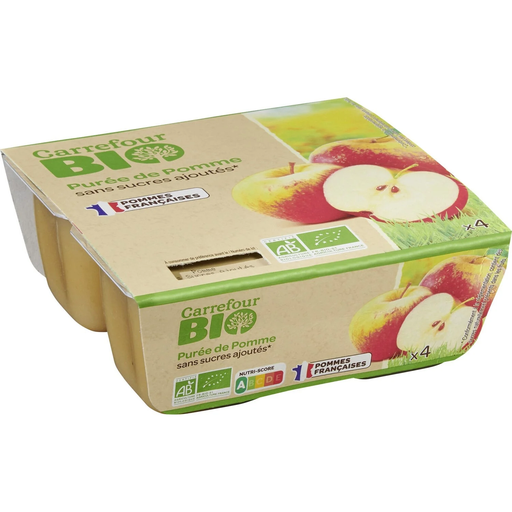 [3560071268299] CARREFOUR Organic Apple Compote No Added Sugar 4 x 100 g