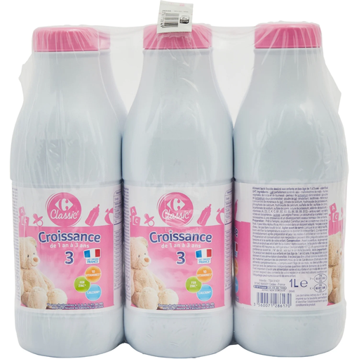 [3560071286149] CARREFOUR CLASSIC Leite infantil líquido 3ª idade Desde 12 Meses 6 x 1 L