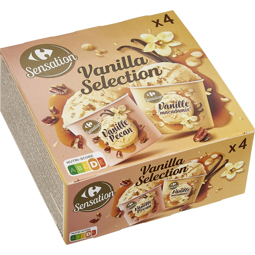 [3560071405663] CARREFOUR Sensation Vanilla Macadamia and Vanilla Pecan Ice Cream 240 g