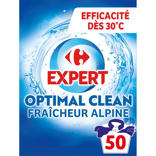 [3560071405939] CARREFOUR Detergente en polvo Optimal Clean Frescor Alpino 2,5 kg