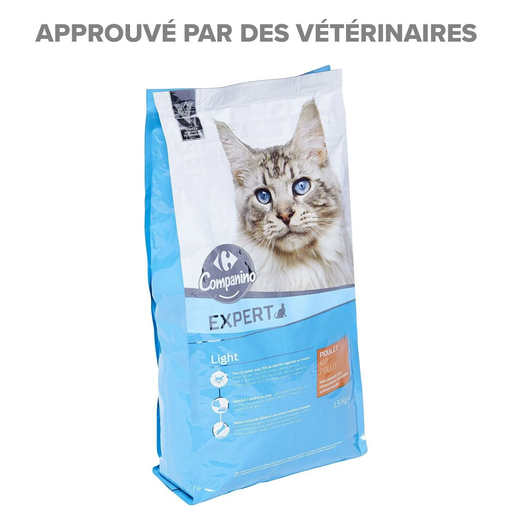 [3560071410032] CARREFOUR Croquettes Pour Chat Adulte Light Poulet 1,5 kg