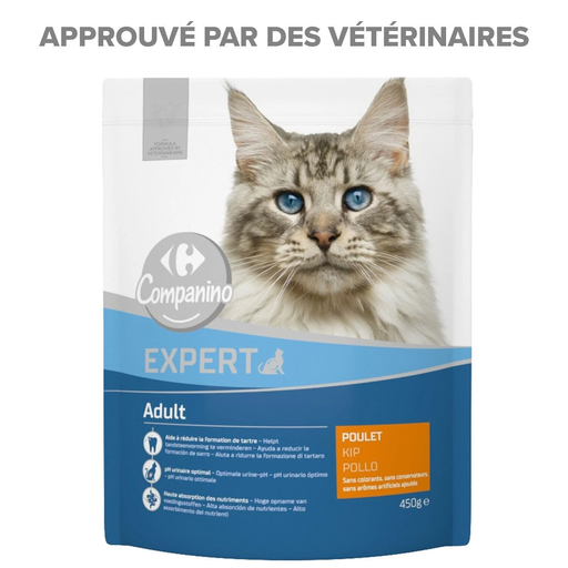 [3560071410124] CARREFOUR Croquettes Pour Chat Adulte Poulet Companino 450 g