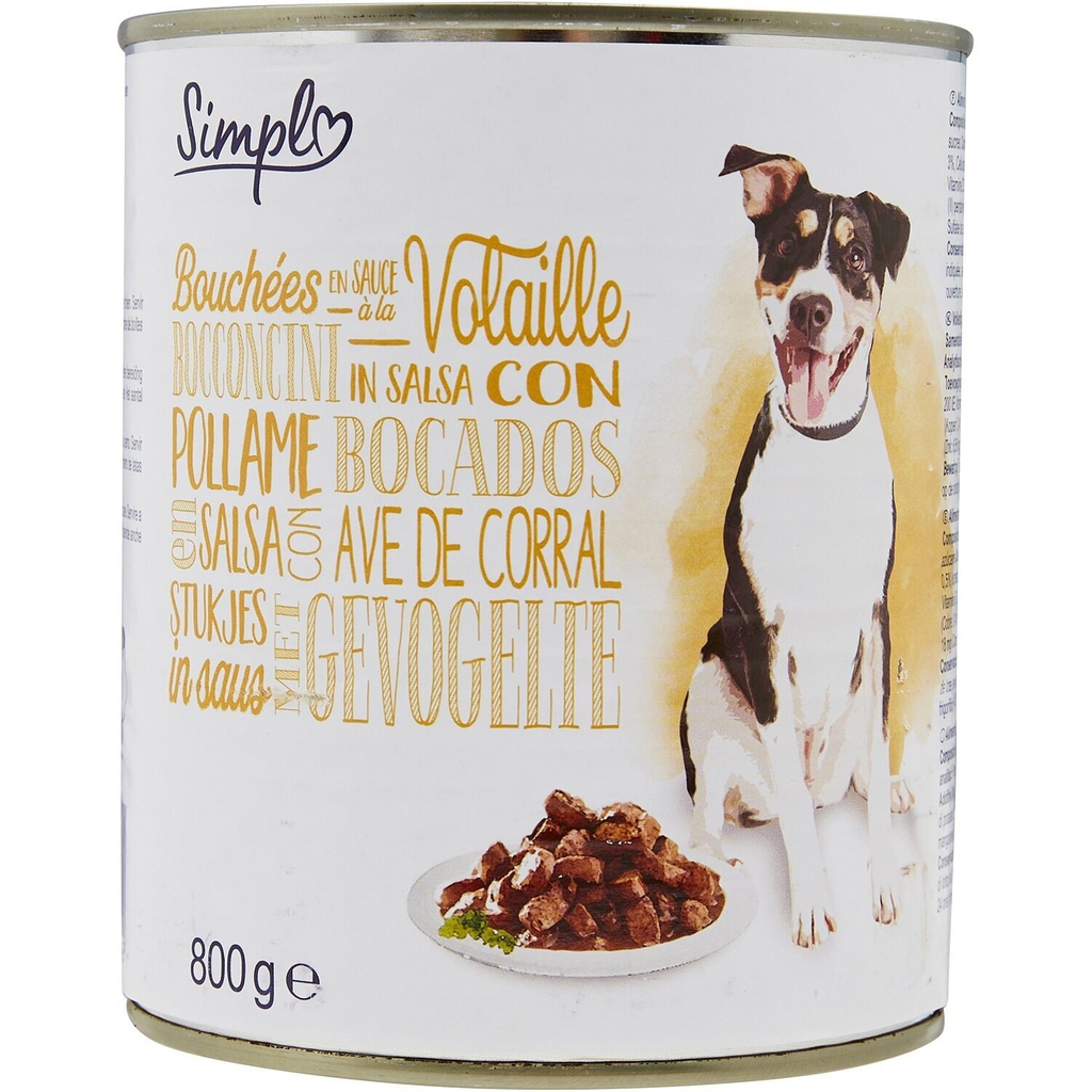 SIMPL Pâtée Pour Chien Adulte Volaille Bouchée Sauce 800 g