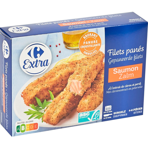 [3560071437626] CARREFOUR Filetes de salmón empanados EXTRA 360 g