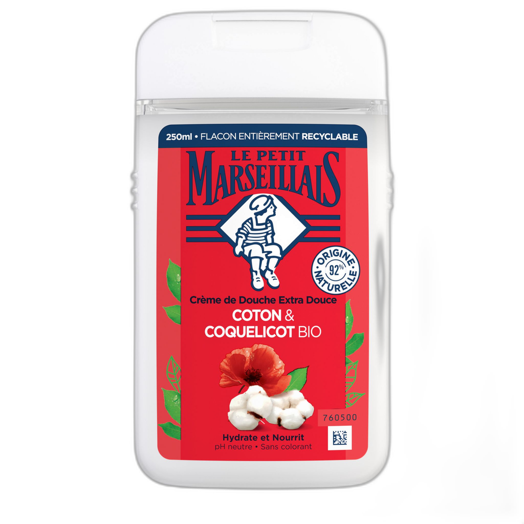 Le Petit Marseillais Crème De Douche Extra Douce Coton & Coquelicot Bio 250Ml