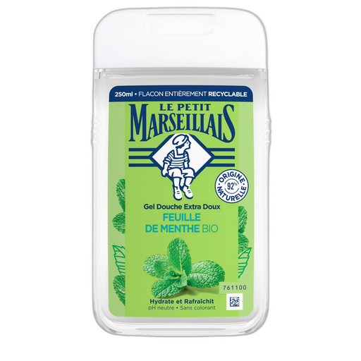 [3574661192871] LE PETIT MARSEILLAIS Gel de duche hidratante extra suave folha de menta bio 250 ml