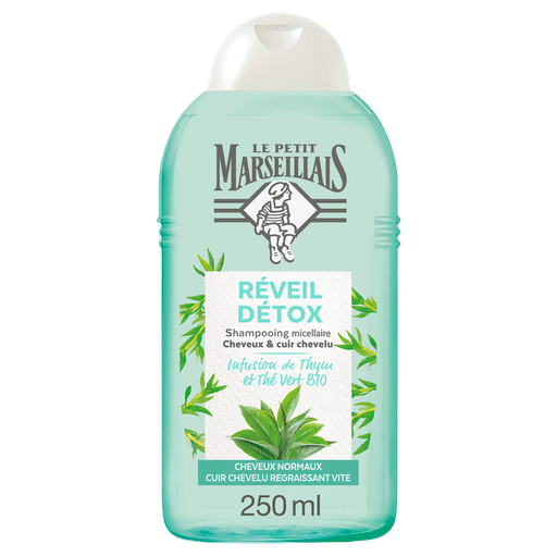 [3574661537467] LE PETIT MARSEILLAIS Champô Infusão Detox Tomilho e Chá Verde Bio 250 ml