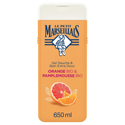 [3574661550558] LE PETIT MARSEILLAIS Gel douche Orange et Pamplemousse Bio 650 ml