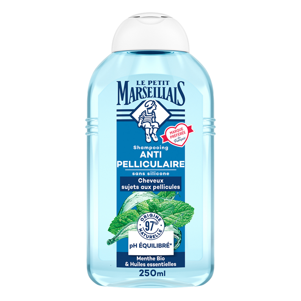 Le Petit Marseillais Shampoing Anti Pelliculaire Menthe Bio & Huiles Essentielles 250Ml