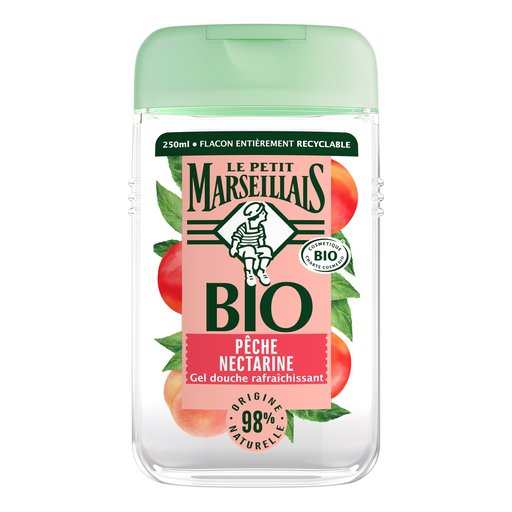 [3574661601496] LE PETIT MARSEILLAIS Gel de duche Refrescante Pêssego Nectarina Bio Sem Sulfatos 250 ml