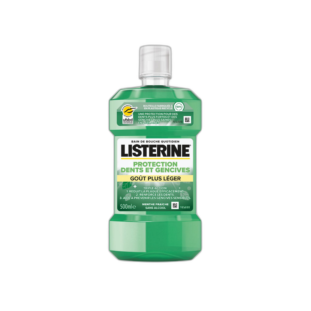 Listerine Bain De Bouche Protection Dents Et Gencives Doux : Le Flacon De 500 Ml