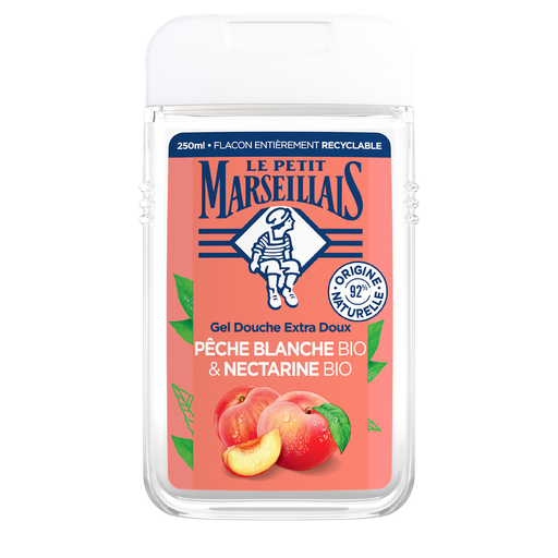 [3574661701240] LE PETIT MARSEILLAIS Gel de Ducha Extra Suave Melocotón Blanco Bio & Nectarina Bio 250 ml