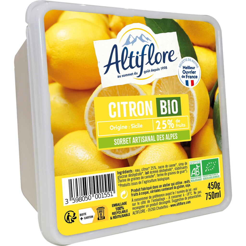 ALTIFLORE Sorbete bio limón 750 ml